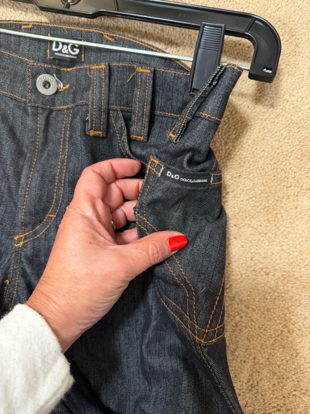 Dolce & Gabbana Dark Blue Denim Jeans with Tan Patch - Picture 3 of 7